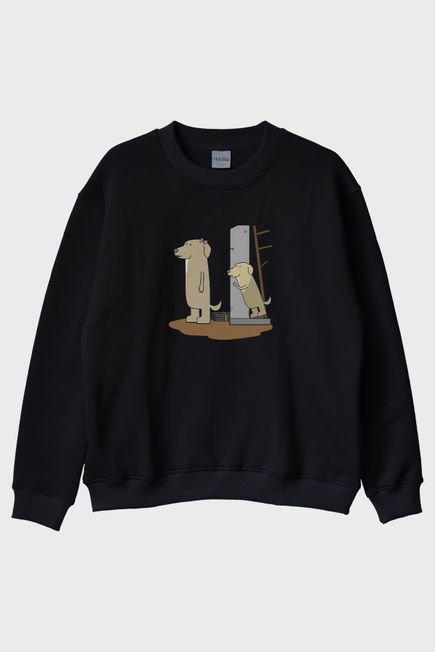 Ajan Köpek Siyah Bisiklet Yaka Sweatshirt