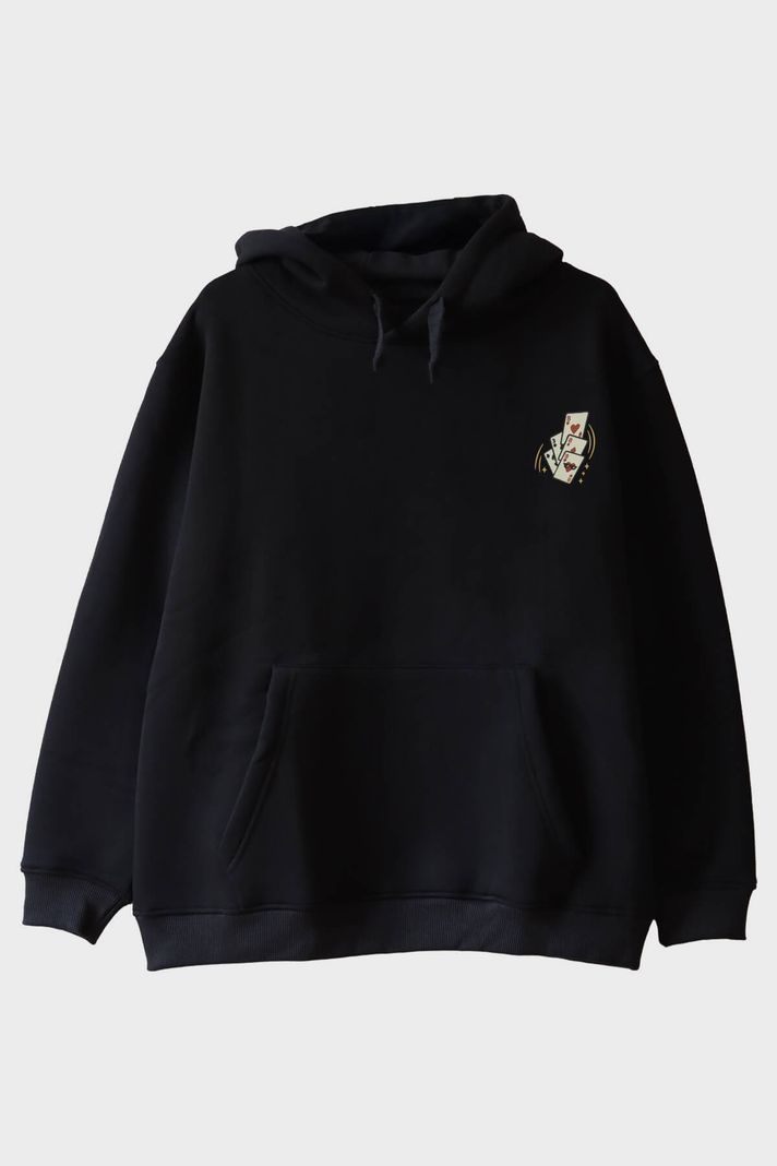 Deal With It Kart Siyah Hoodie ön görsel