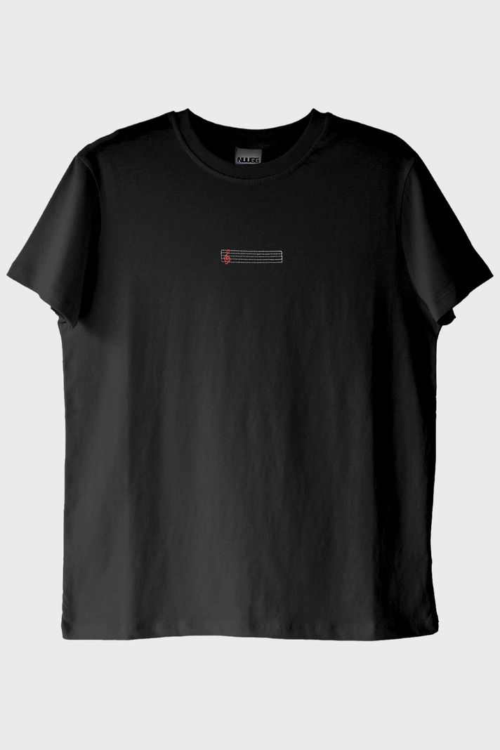 Porte Desenli Nakış Müzik Siyah T-Shirt ön görsel