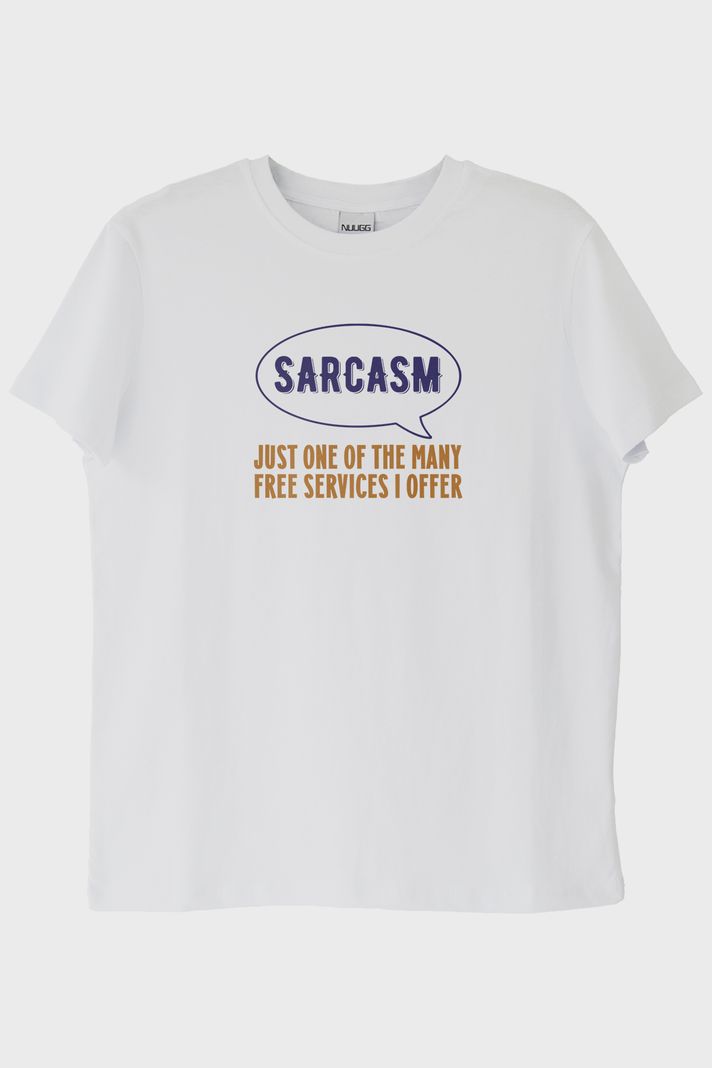Sarcasm Baskılı Tasarım Beyaz Tişört ön görsel