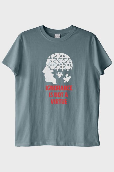 Ignorance Is Not A Virtue Baskılı Puzzle Mavi Tişört
