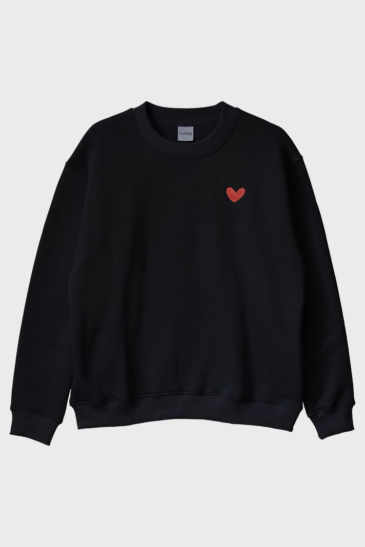 Kalp ve All You Need Is Love Yazılı Bisiklet Yaka Sweatshirt - Sevgililer Günü ön görsel
