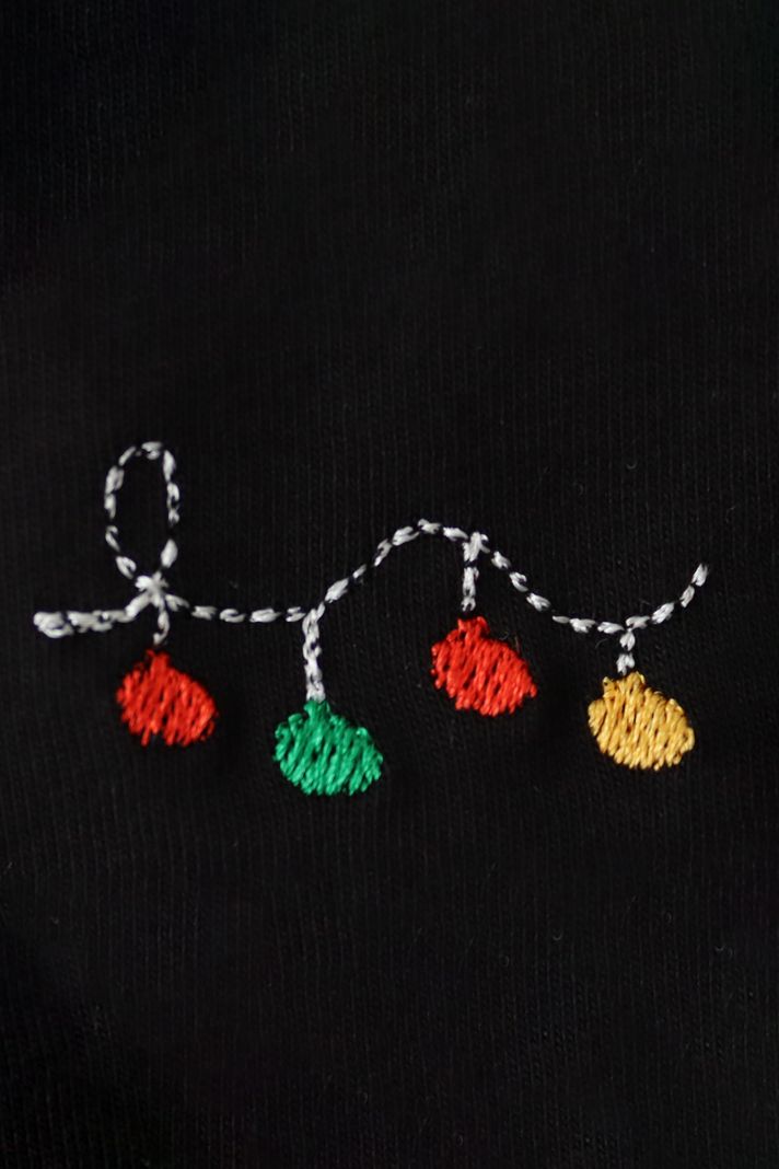 Renkli Işıklar Siyah Bisiklet Yaka Sweatshirt - 4. görsel