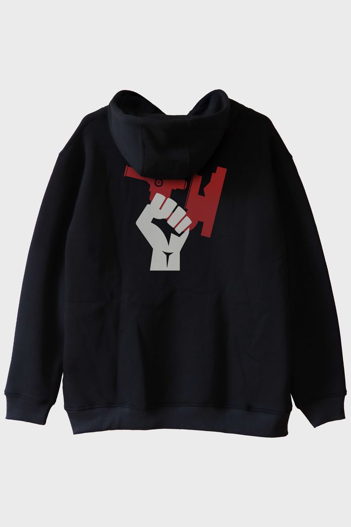 Bilimi Savun! Grafik Tasarımlı Baskılı Siyah Hoodie arka görsel