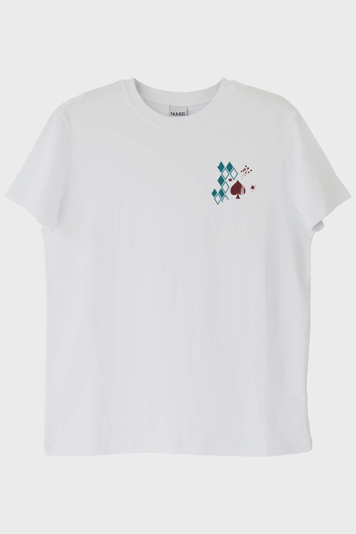 Şans ve Kaos Beyaz Tişört ön görsel