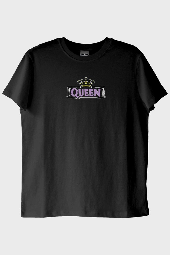 Queen Taç Siyah Tişört ön görsel