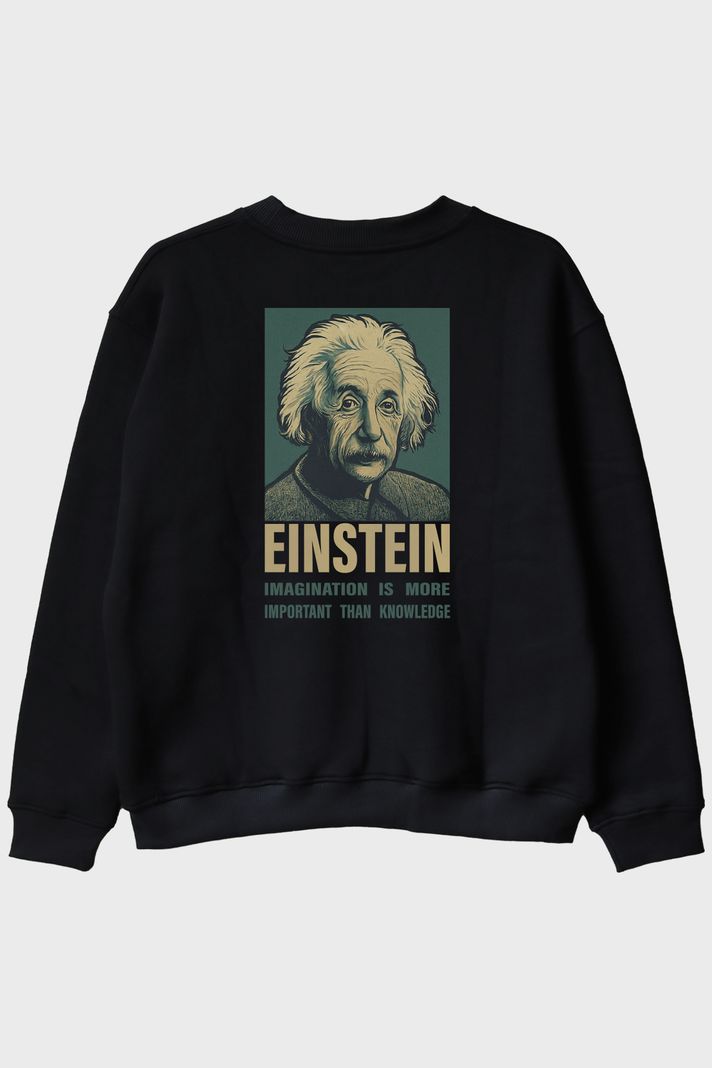 Einstein İmza Siyah Bisiklet Yaka Sweatshirt - 2. görsel