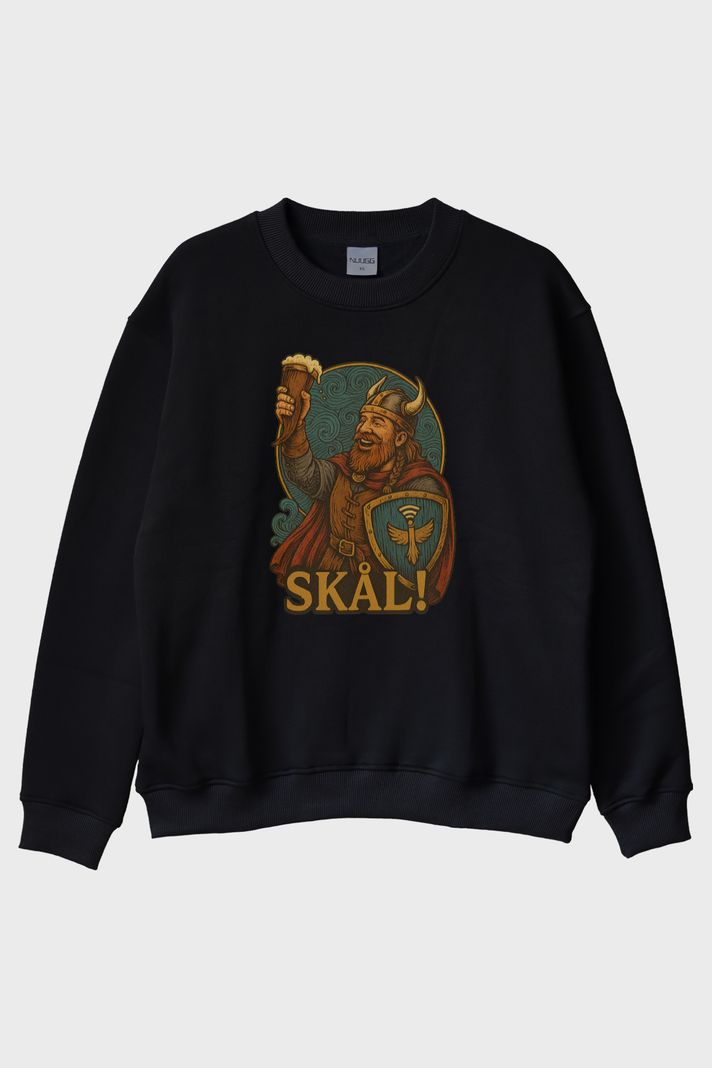 Viking Kutlaması Siyah Bisiklet Yaka Sweatshirt ön görsel