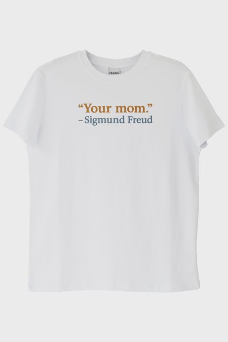 Your Mom Mizahi Baskılı Beyaz Tişört