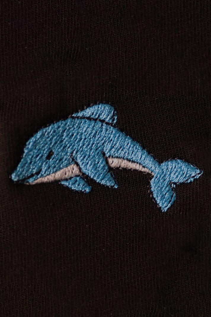 Yunus Balığı Desenli Siyah Hoodie - 5. görsel