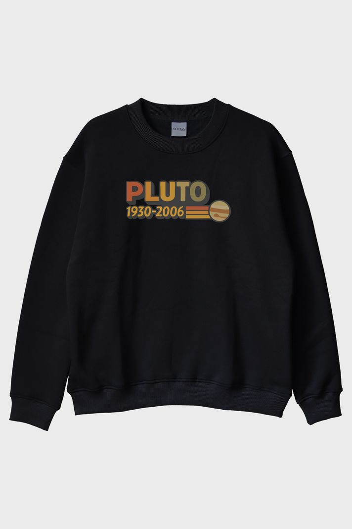 RIP Pluto Siyah Bisiklet Yaka Sweatshirt ön görsel