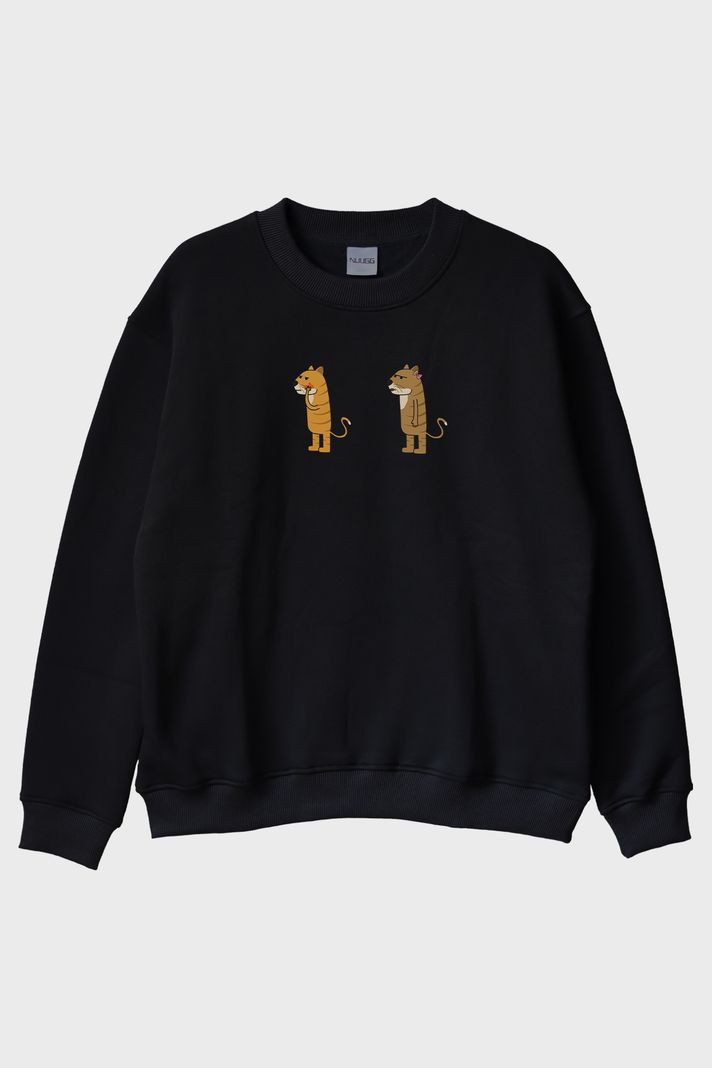 Kedoya Şamar Siyah Bisiklet Yaka Sweatshirt ön görsel