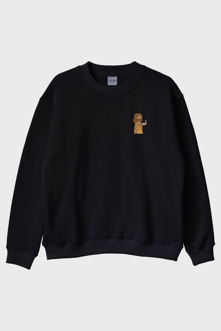 Ham Güç Siyah Bisiklet Yaka Sweatshirt