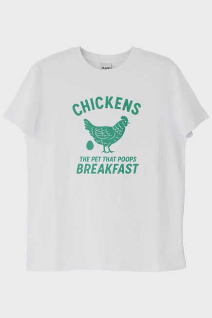 THE CHICKENS Tasarımı Baskılı Beyaz Tişört