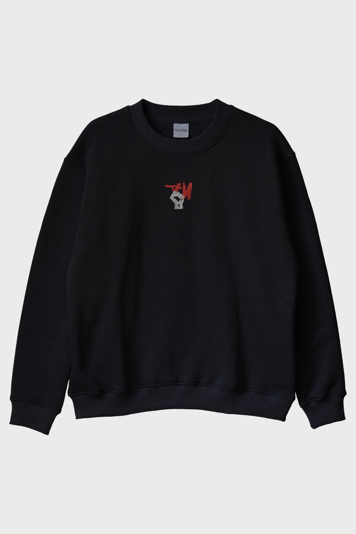 Bilimi Savun Nakış Bisiklet Yaka Sweatshirt ön görsel