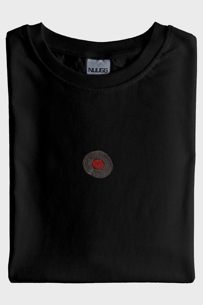 Plak Desenli Nakış Siyah T-Shirt - 4. görsel