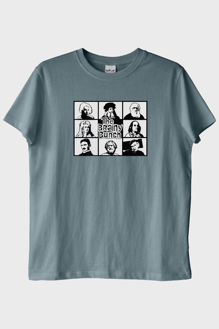 The Brainy Bunch Bilim İnsanları Baskılı Mavi Tişört ön görsel