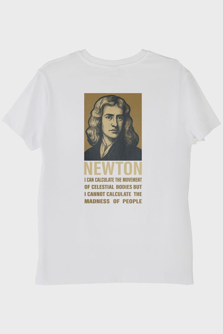 Newton Alıntılı Beyaz Tişört - 2. görsel