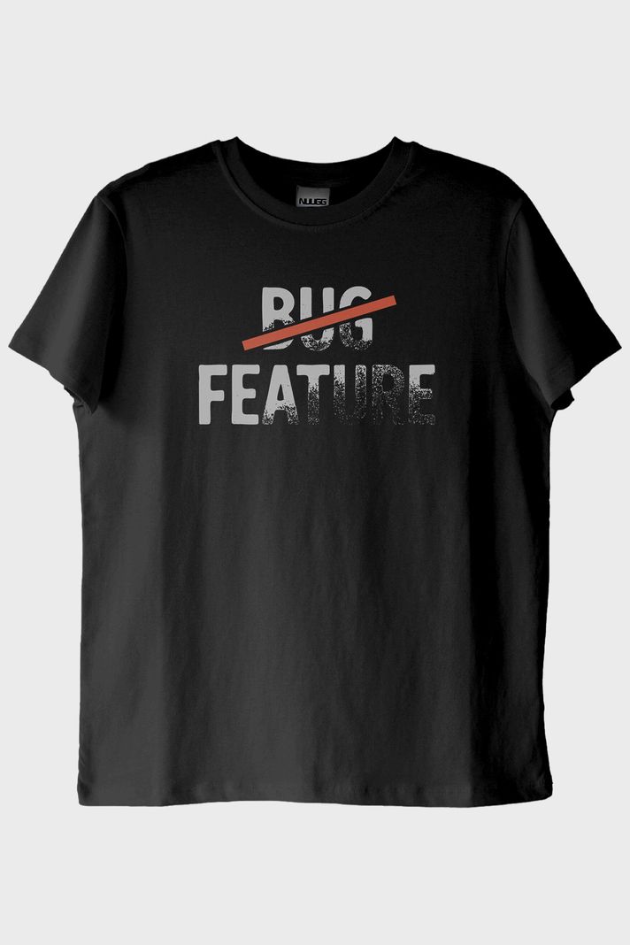 Bug Feature Siyah Tişört ön görsel