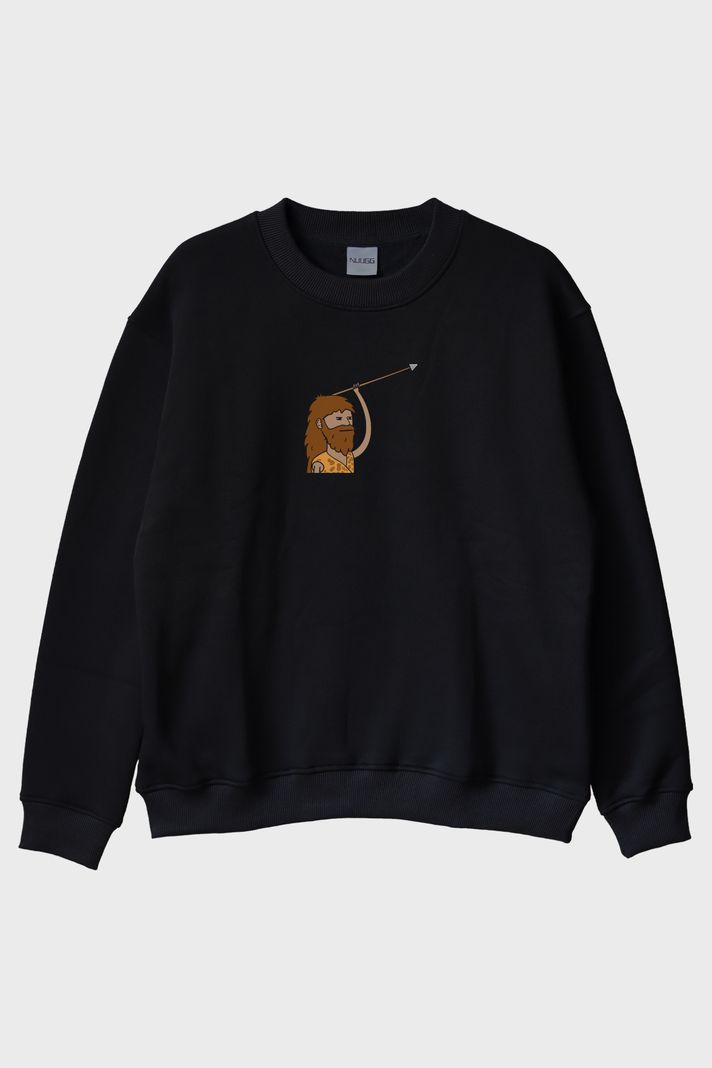 Avdan Önce Siyah Bisiklet Yaka Sweatshirt ön görsel