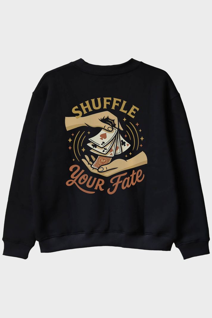 Shuffle Your Fate Siyah Bisiklet Yaka Sweatshirt - 2. görsel