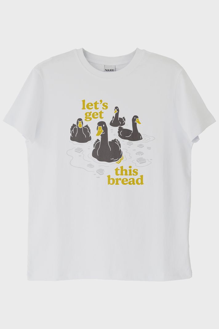Let’s Get This Bread Baskılı Mizahi Tasarım Beyaz Tişört ön görsel