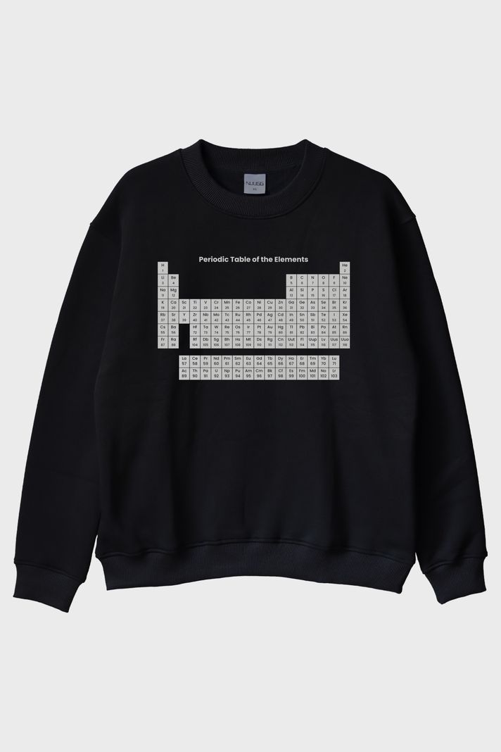 Periodic Table of the Elements Baskılı Siyah Bisiklet Yaka Sweatshirt ön görsel
