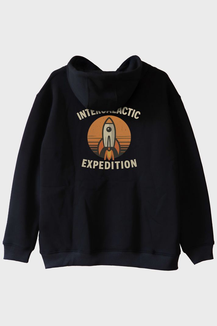 Intergalactic Expedition Siyah Hoodie - 2. görsel