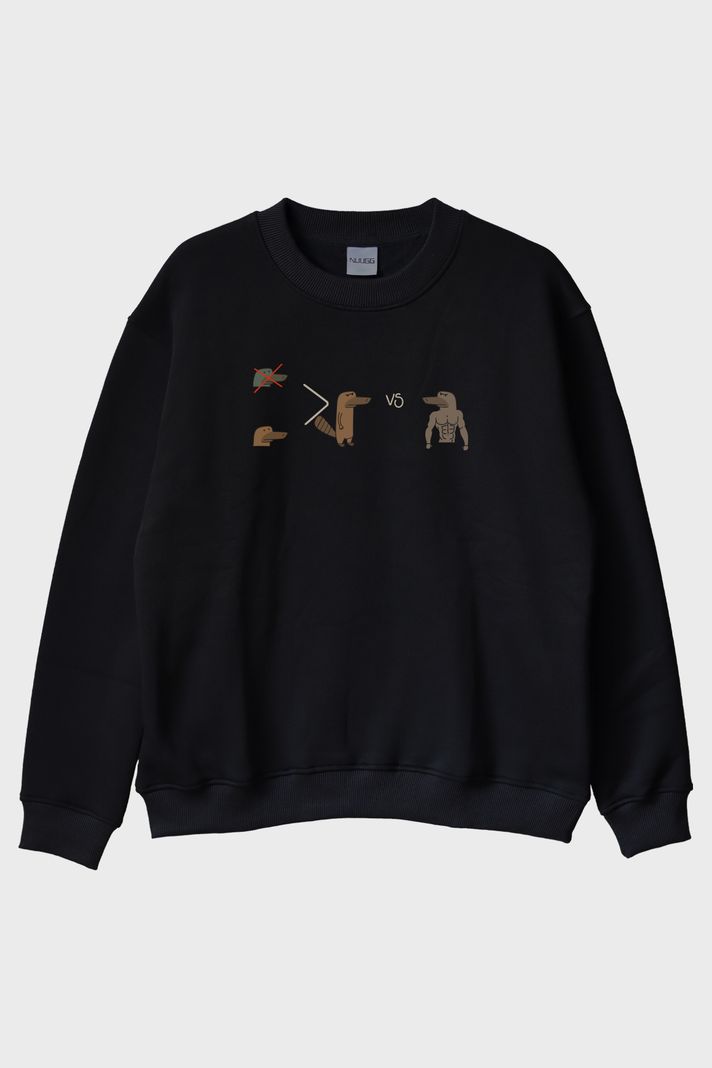 Ornitorenk Çatışması Siyah Bisiklet Yaka Sweatshirt ön görsel
