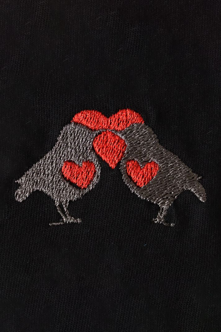 Çifte Kumrular Desenli Nakış Bisiklet Yaka Sweatshirt - Sevgililer Günü Tasarımı - 4. görsel