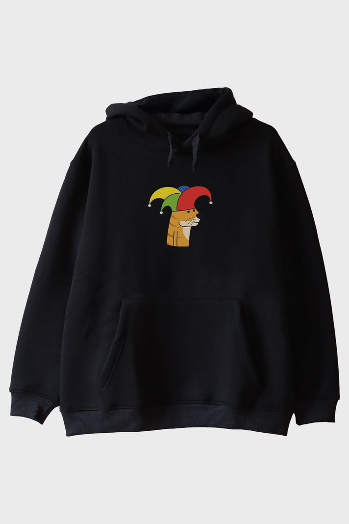 Soytarı Kedi Siyah Hoodie ön görsel