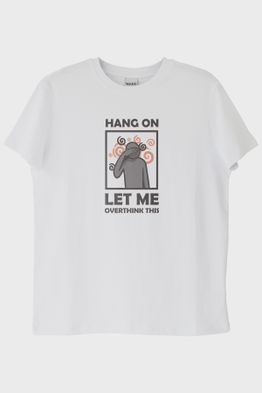 Hang On Let Me Overthink This Spiral Baskılı Beyaz Tişört