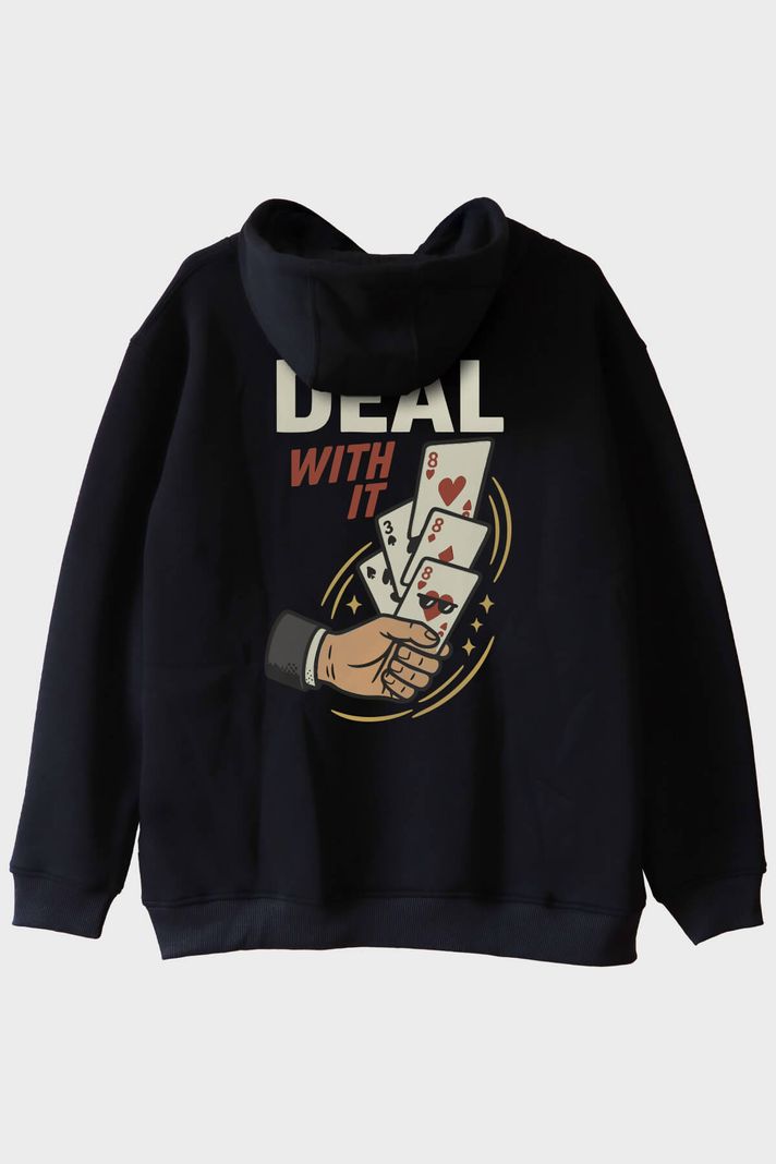 Deal With It Kart Siyah Hoodie - 2. görsel