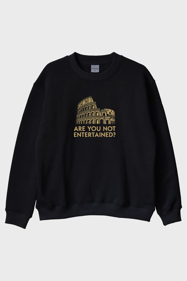 Kolezyum Temalı Eğlenceli Siyah Bisiklet Yaka Sweatshirt ön görsel