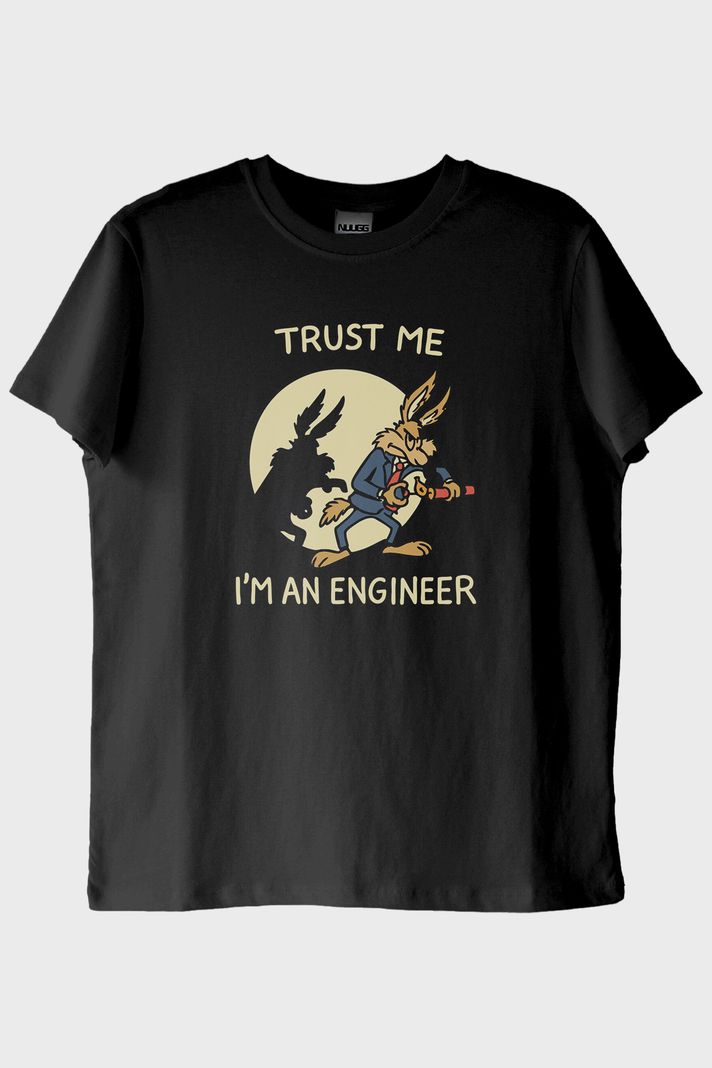 Trust Me I'm an Engineer Siyah Tişört ön görsel