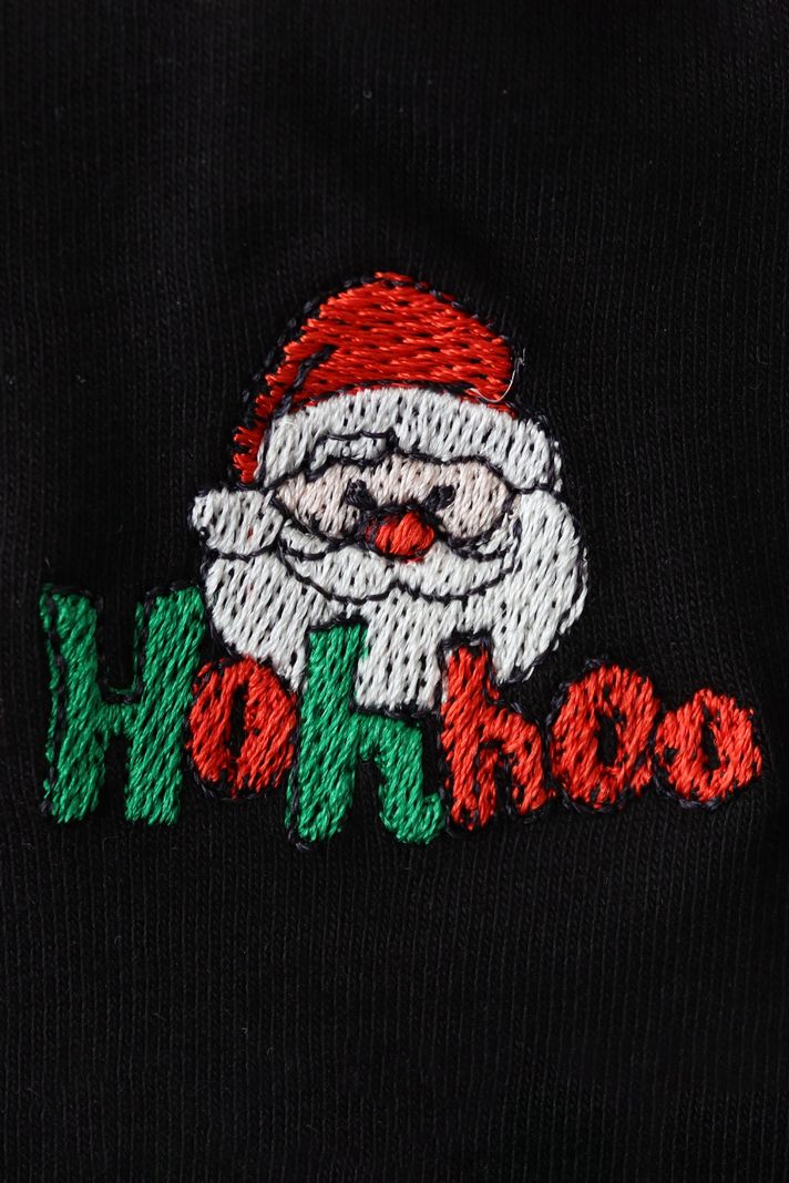Noel Baba HoHoHo Siyah Bisiklet Yaka Sweatshirt - 4. görsel