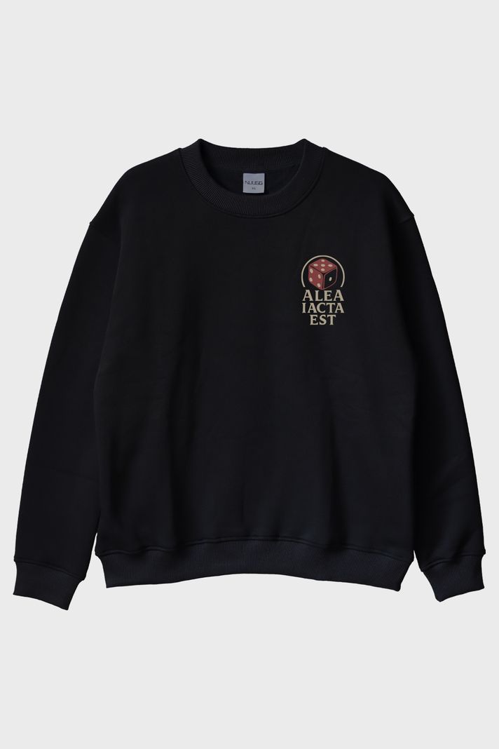 Alea Iacta Est Siyah Bisiklet Yaka Sweatshirt ön görsel