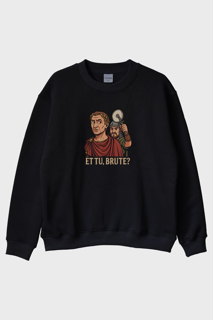 Roma Usulü İhanet Siyah Bisiklet Yaka Sweatshirt ön görsel