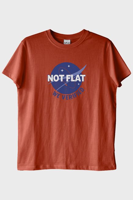 Bilim ve Mizahı Birleştiren 'Not Flat - We Verified' Kiremit Tişört