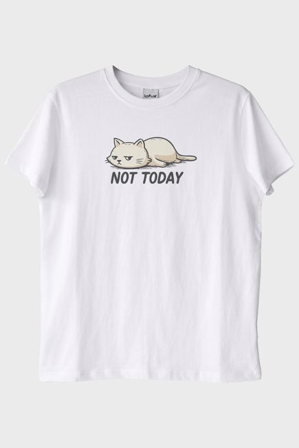 Yorgun Kedi Mizahi Not Today Beyaz Tişört