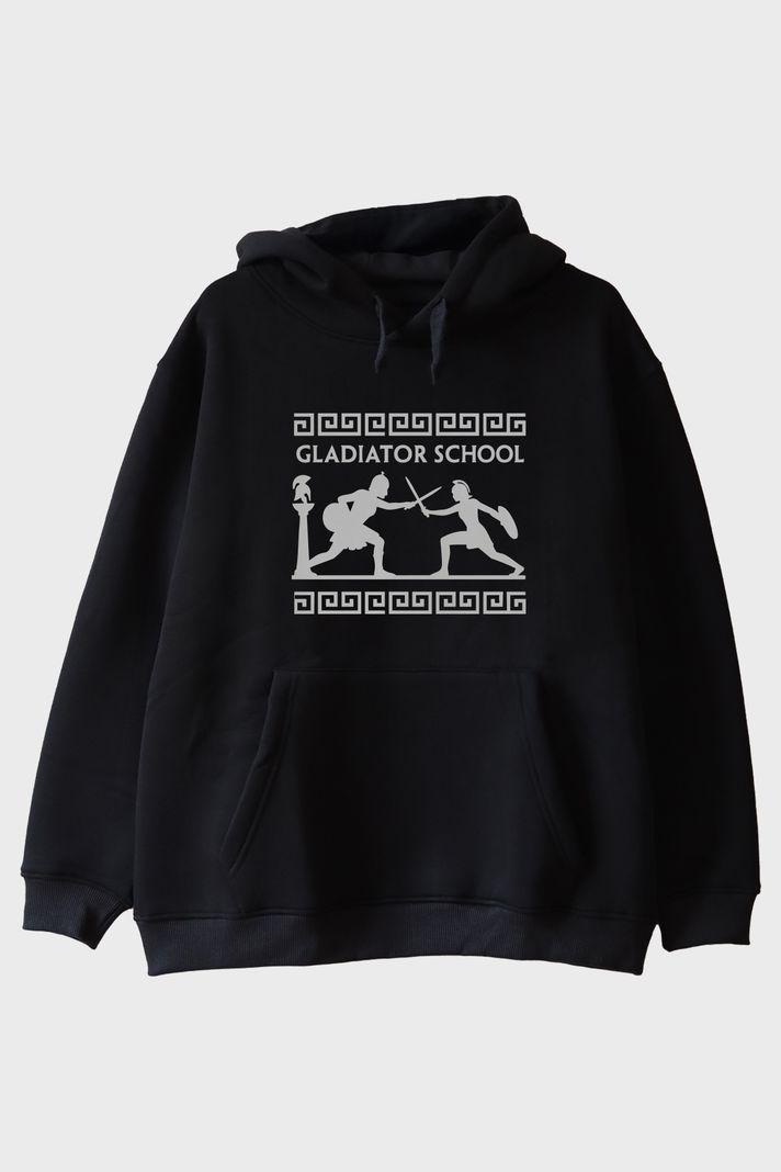 Gladyatör Okulu Siyah Hoodie ön görsel