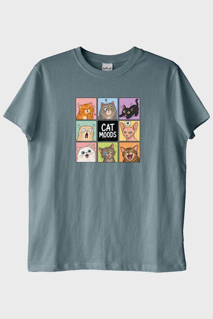 Cat Moods Mavi Tişört ön görsel