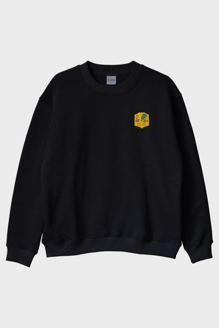 T-rex Rozetli Siyah Bisiklet Yaka Sweatshirt