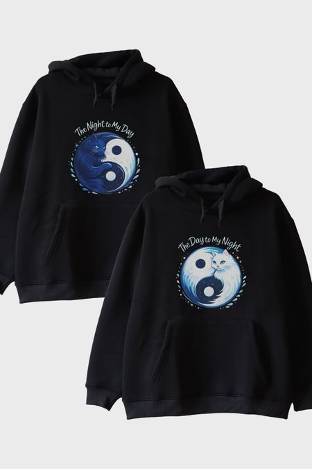 Gece ve Gündüz Çift Siyah Hoodieü